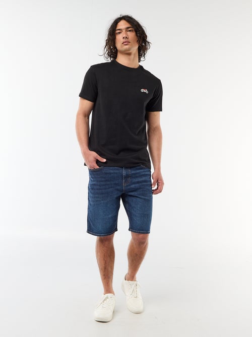 Effen T-shirt met korte mouwen en borduursel - Kiabi