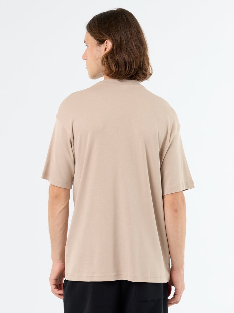 Effen T-shirt met korte mouwen en ronde hals Biege - Kiabi