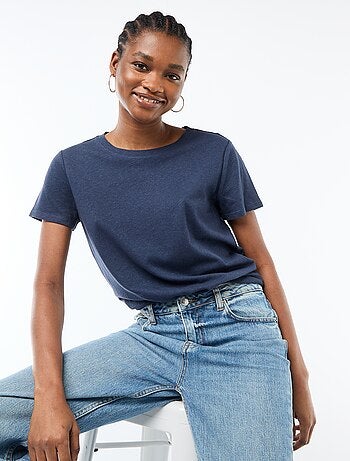 Effen T-shirt met korte mouwen en ronde hals