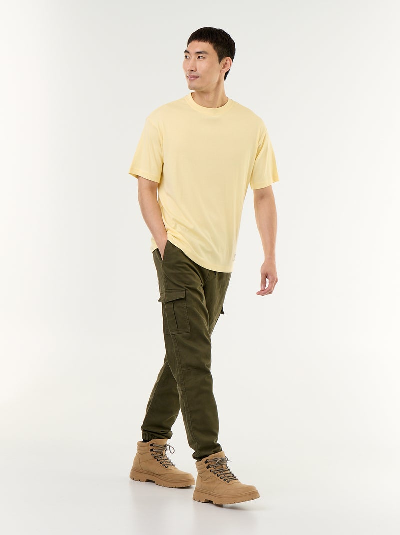 Effen T-shirt met korte mouwen en ronde hals Geel - Kiabi
