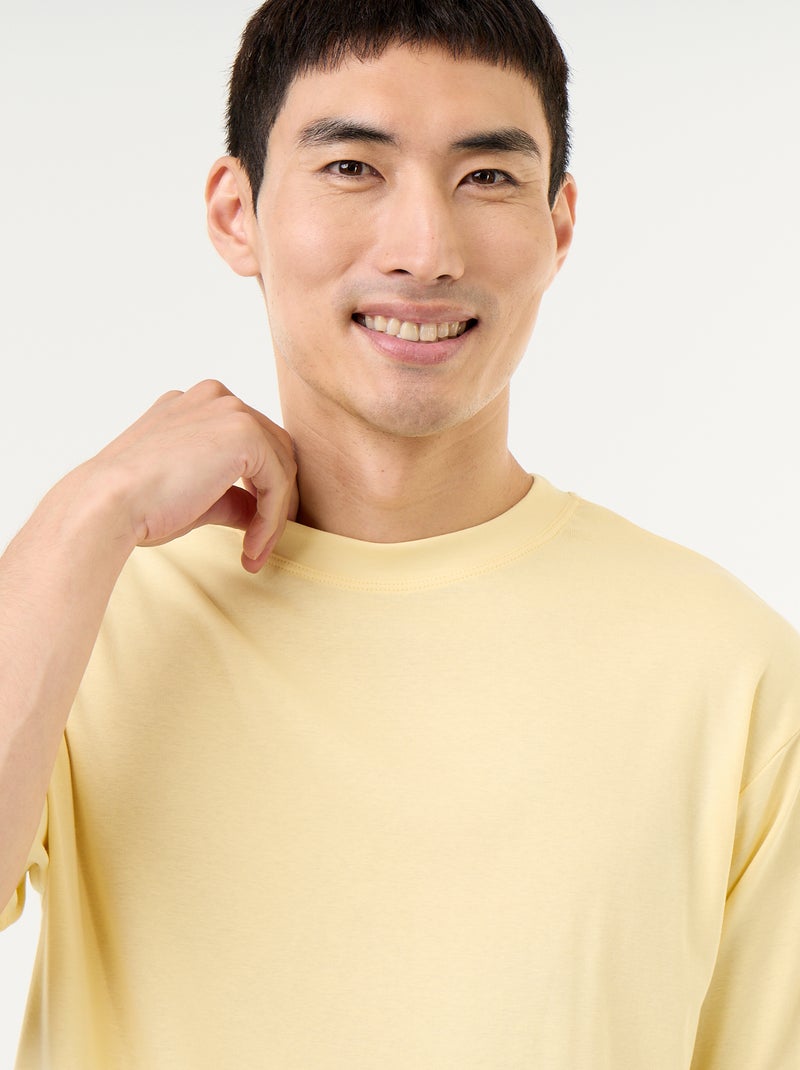 Effen T-shirt met korte mouwen en ronde hals Geel - Kiabi