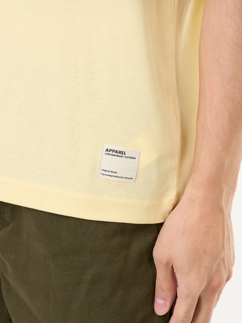 Effen T-shirt met korte mouwen en ronde hals Geel - Kiabi