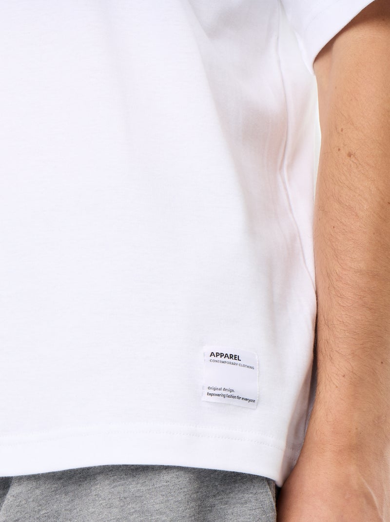 Effen T-shirt met korte mouwen en ronde hals Wit - Kiabi