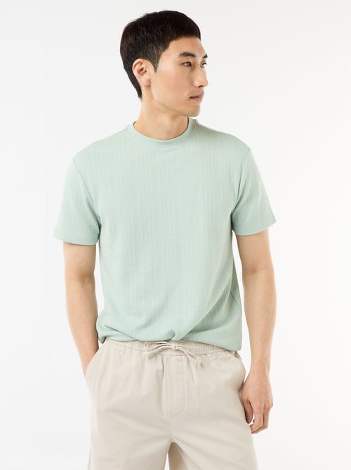 Effen T-shirt met korte mouwen van fantasietricot - Kiabi