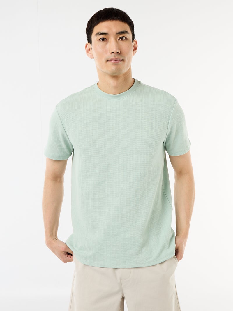 Effen T-shirt met korte mouwen van fantasietricot Blauw - Kiabi