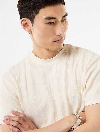 Effen T-shirt met korte mouwen van fantasietricot