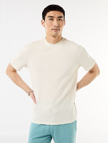 Effen T-shirt met korte mouwen van fantasietricot