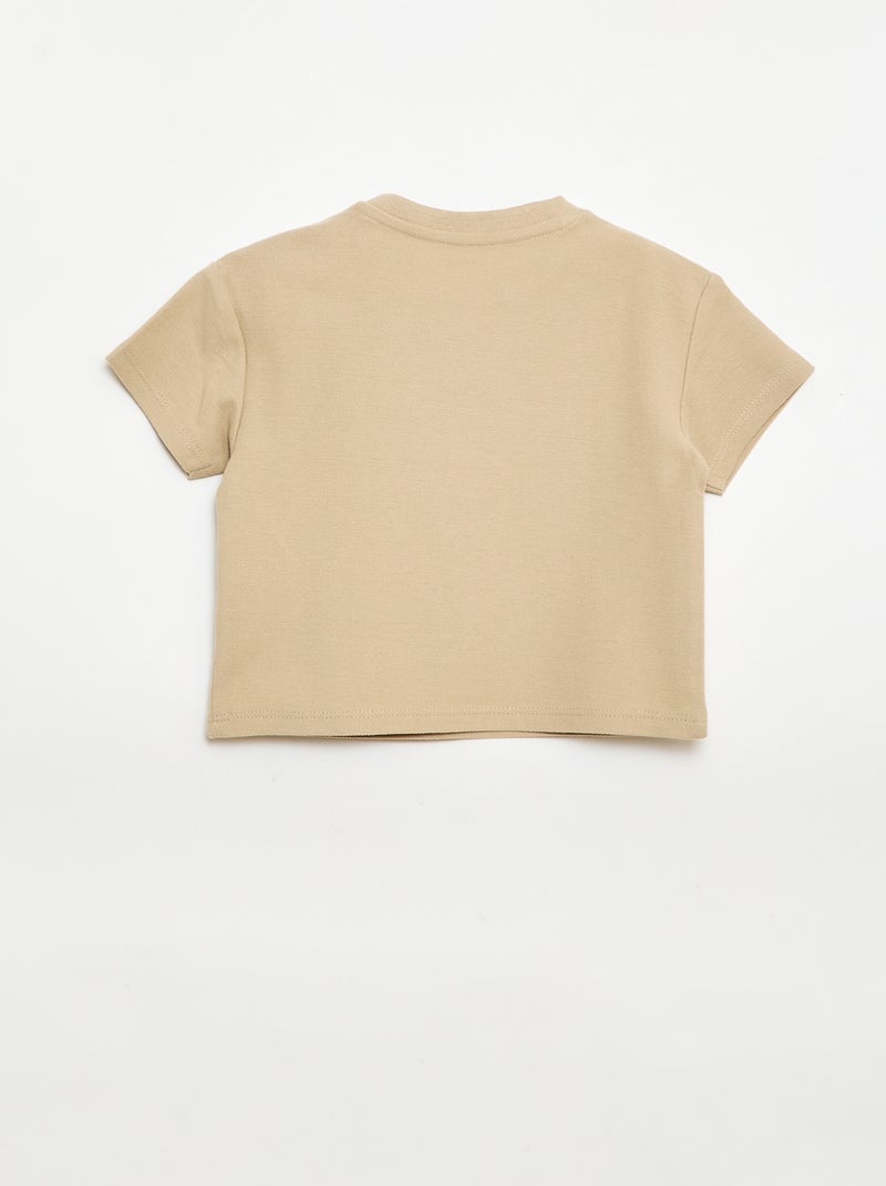 Effen T-shirt met korte mouwen van katoen Biege - Kiabi
