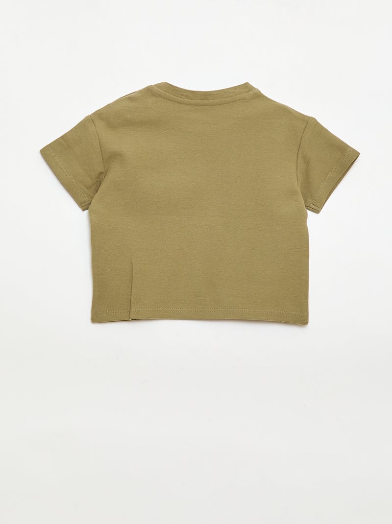 Effen T-shirt met korte mouwen van katoen Groen - Kiabi