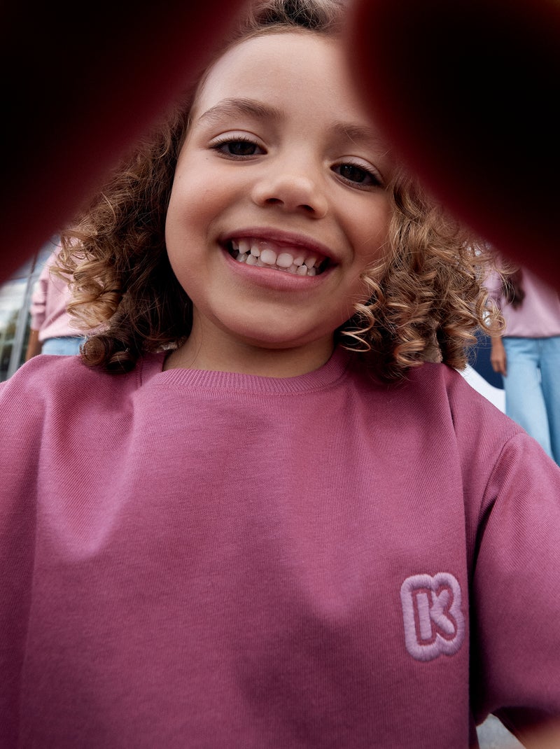 Effen T-shirt met korte mouwen voor kinderen - Kiabi Rose - Kiabi
