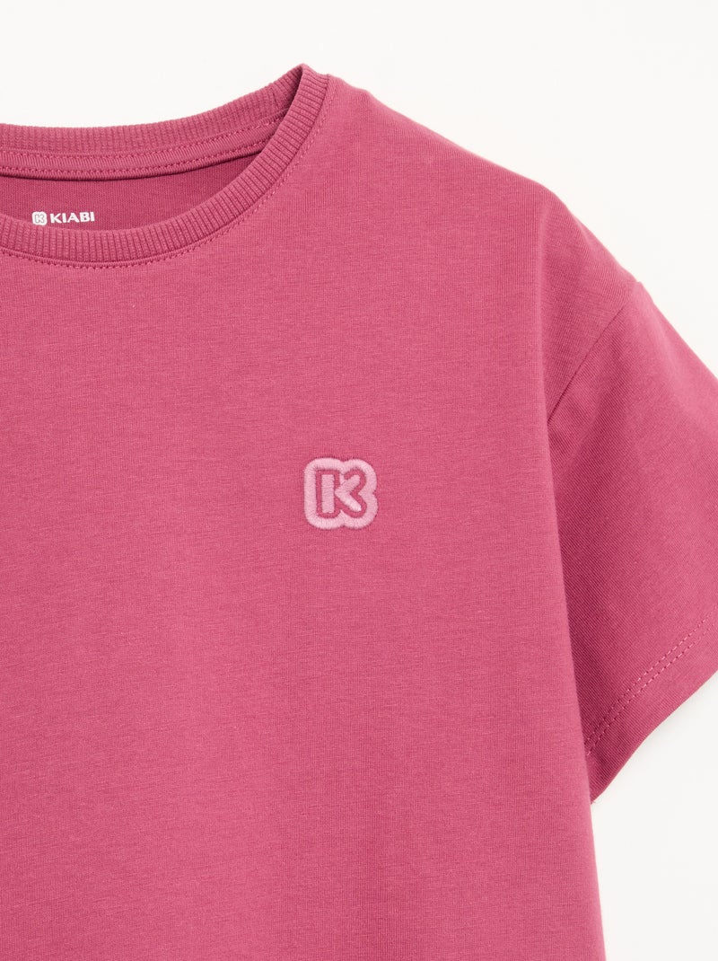Effen T-shirt met korte mouwen voor kinderen - Kiabi Rose - Kiabi