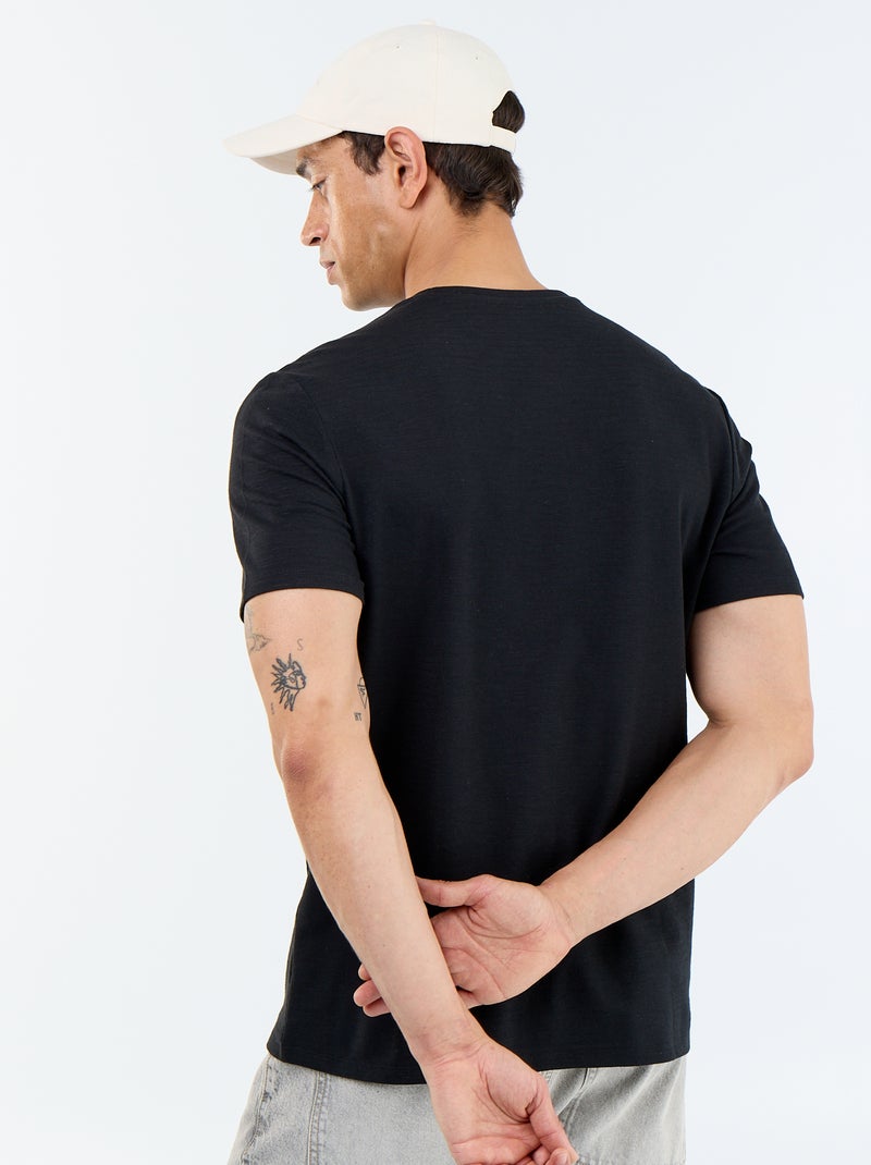Effen T-shirt met korte mouwen Zwart - Kiabi