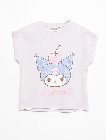Effen T-shirt met 'Kuromi'-print van katoen
