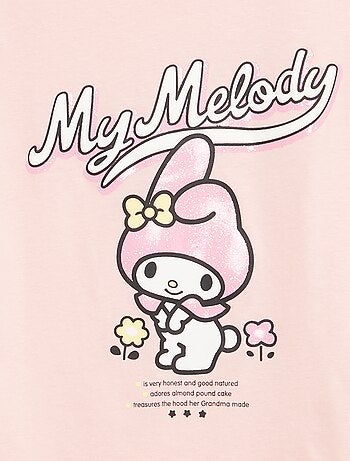 Effen T-shirt met 'Kuromi'-print van katoen