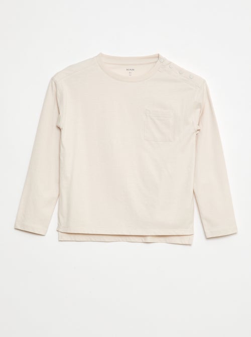 Effen T-shirt met lange mouw en borstzakje - So Easy - Kiabi