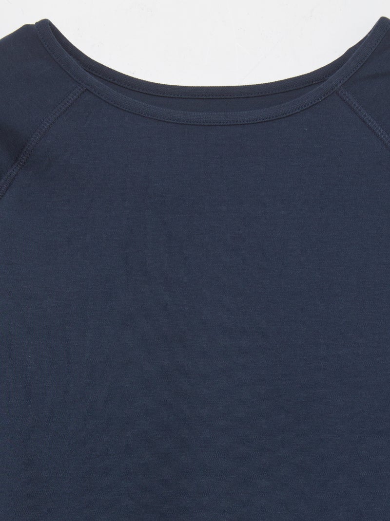 Effen T-shirt met lange mouwen - gemakkelijk aan te trekken collectie BLAUW - Kiabi