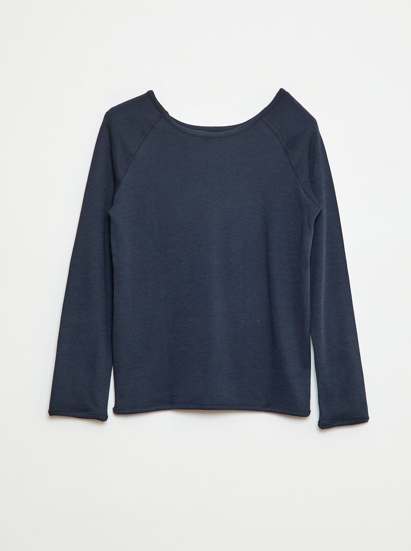 Effen T-shirt met lange mouwen - gemakkelijk aan te trekken collectie BLAUW - Kiabi