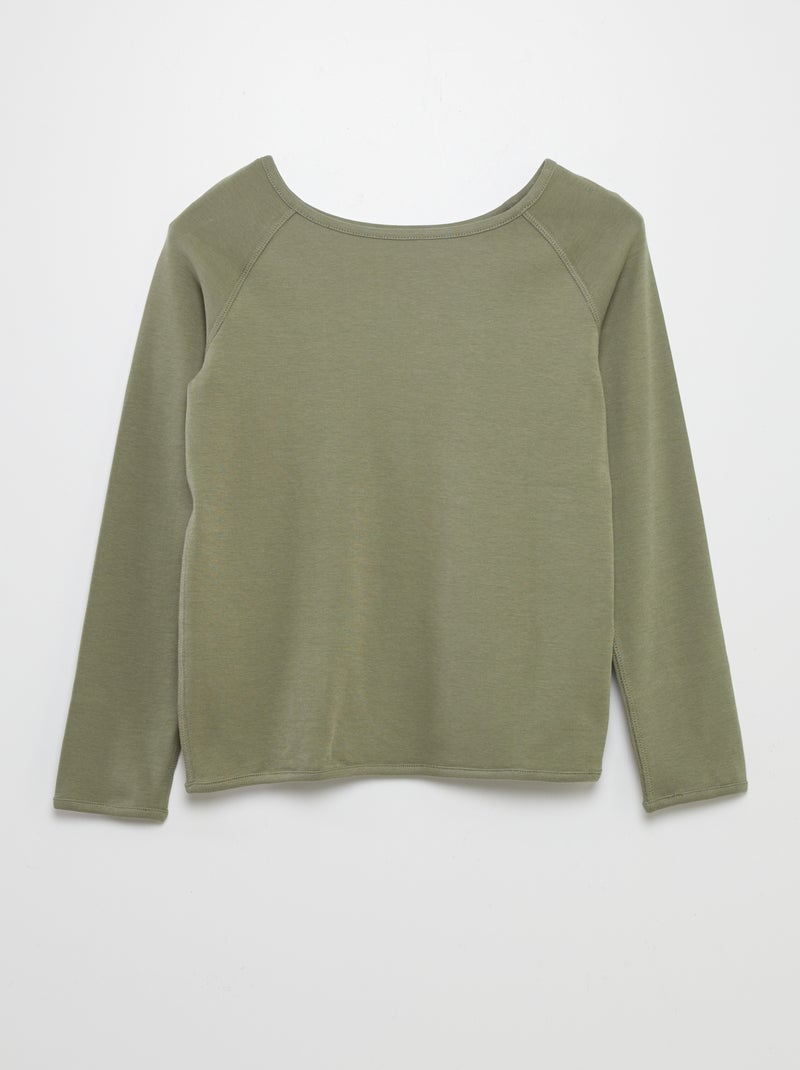 Effen T-shirt met lange mouwen - gemakkelijk aan te trekken collectie groen - Kiabi