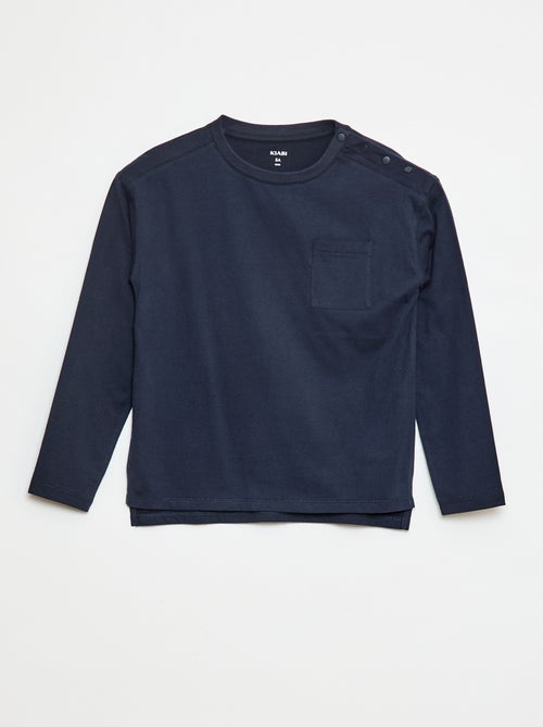 Effen T-shirt met lange mouwen en borstzak - So Easy - Kiabi Effen T-shirt met lange mouwen en borstzak - So Easy - Kiabi