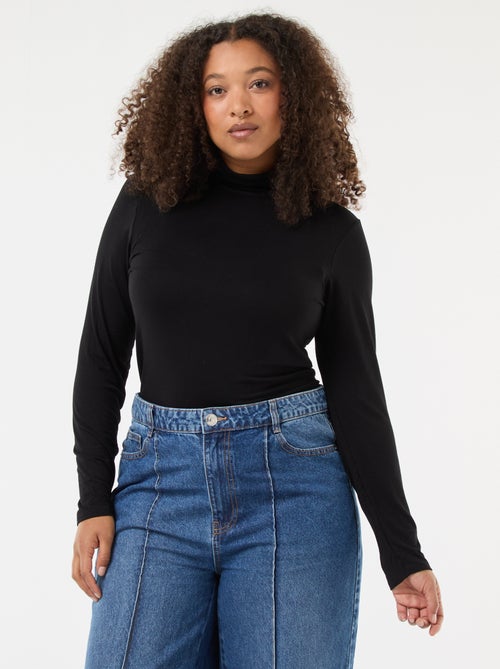 Effen T-shirt met lange mouwen en rolkraag - Kiabi