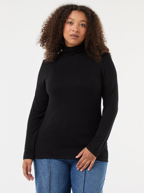 Effen T-shirt met lange mouwen en rolkraag - Kiabi