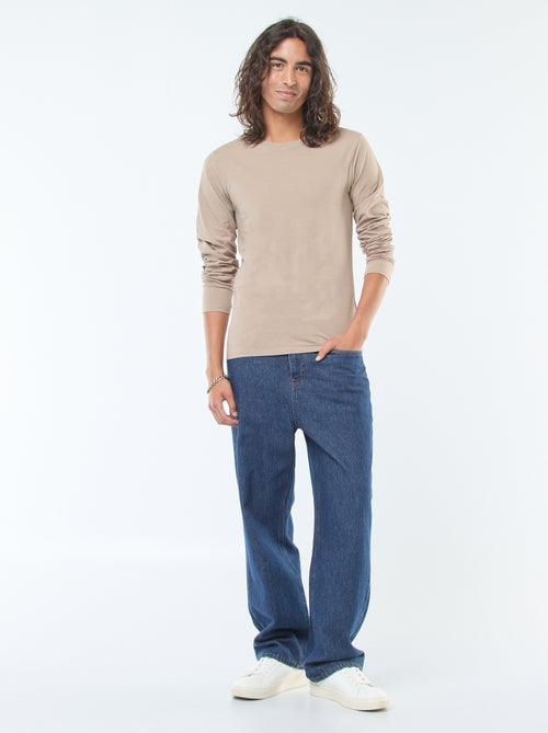 Effen T-shirt met lange mouwen en ronde hals - Kiabi