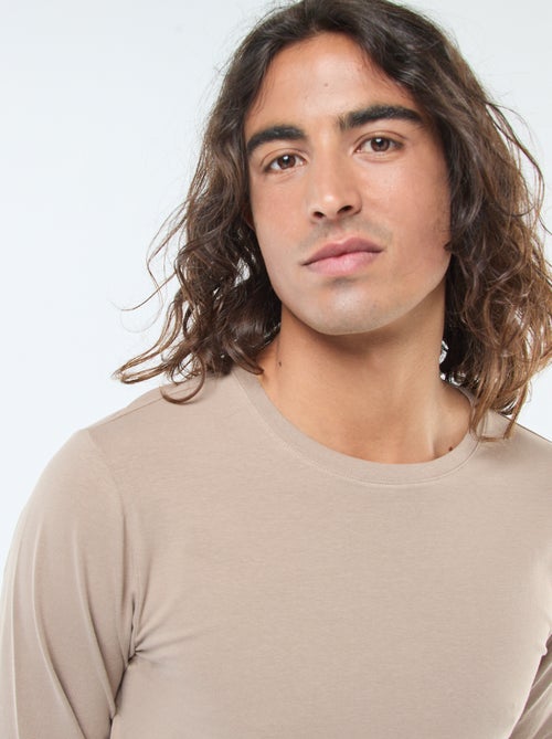Effen T-shirt met lange mouwen en ronde hals - Kiabi
