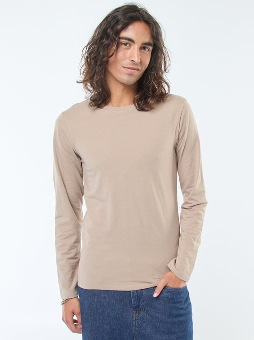 Effen T-shirt met lange mouwen en ronde hals - Kiabi