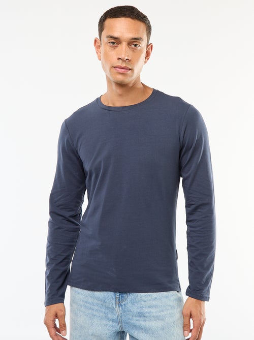 Effen T-shirt met lange mouwen en ronde hals - Kiabi