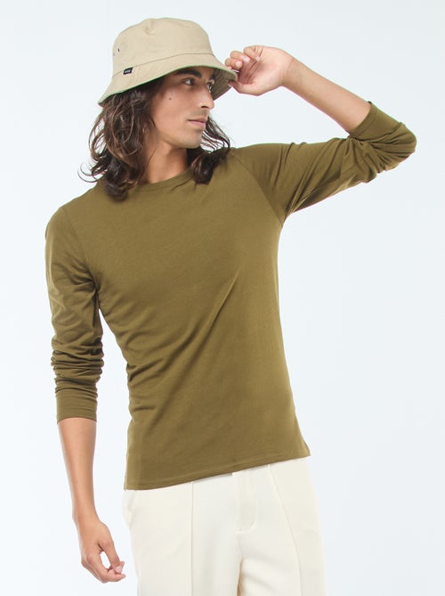 Effen T-shirt met lange mouwen en ronde hals - Kiabi
