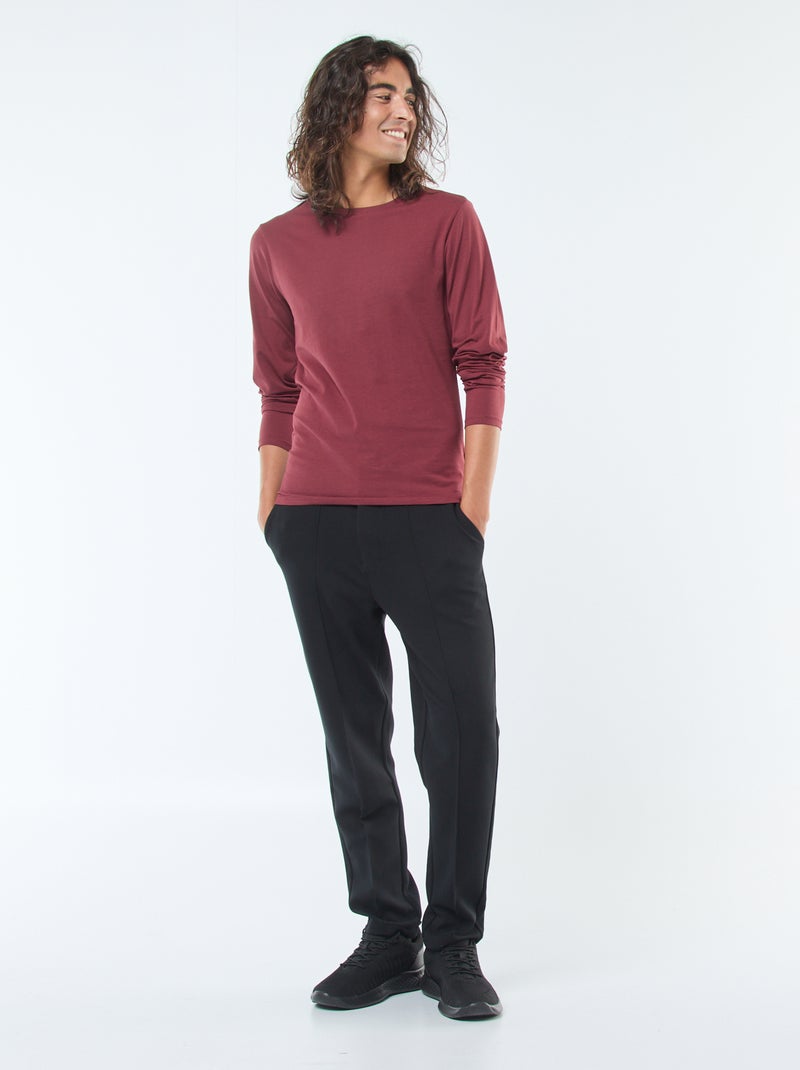 Effen T-shirt met lange mouwen en ronde hals Rood - Kiabi