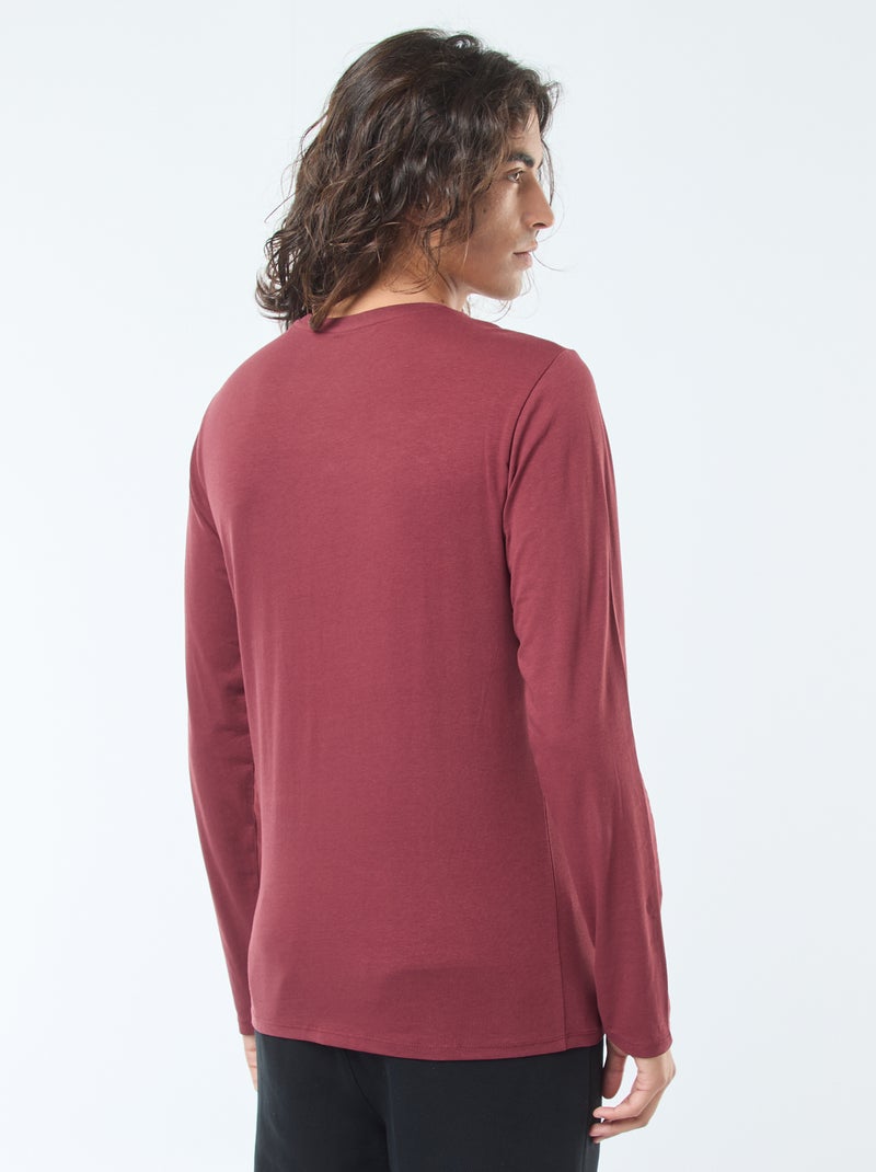 Effen T-shirt met lange mouwen en ronde hals Rood - Kiabi
