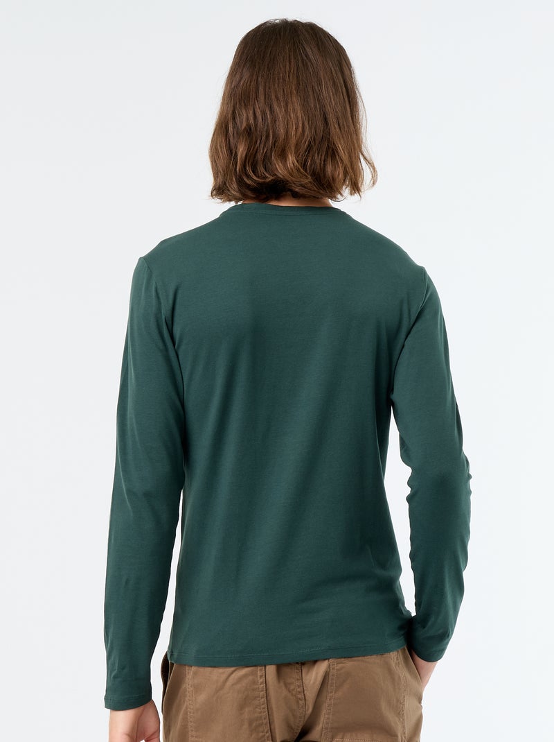 Effen T-shirt met lange mouwen Groen - Kiabi