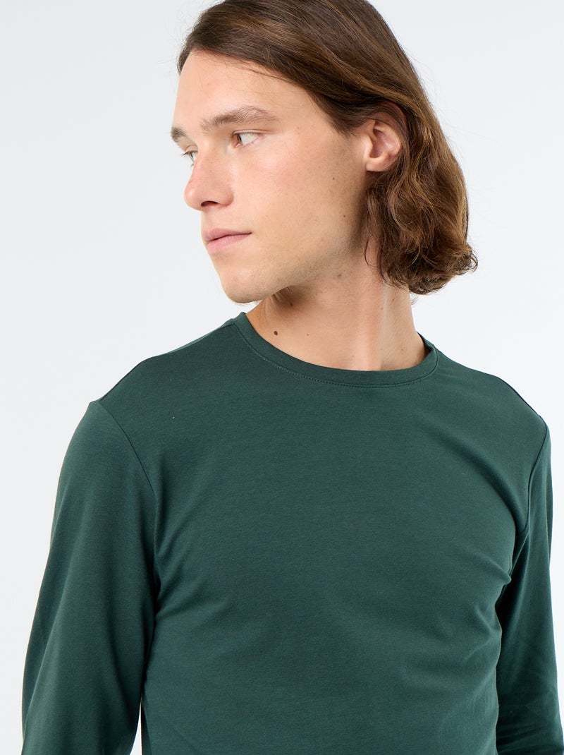 Effen T-shirt met lange mouwen Groen - Kiabi