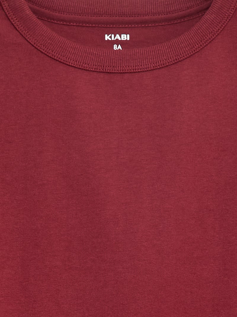 Effen T-shirt met lange mouwen Rood - Kiabi