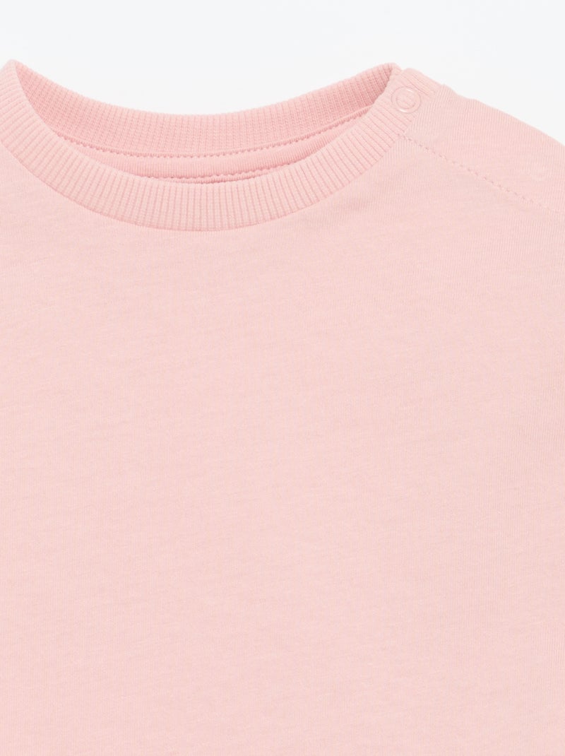 Effen T-shirt met lange mouwen Rose - Kiabi