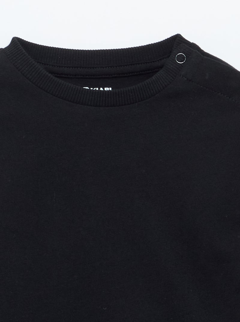 Effen T-shirt met lange mouwen Zwart - Kiabi
