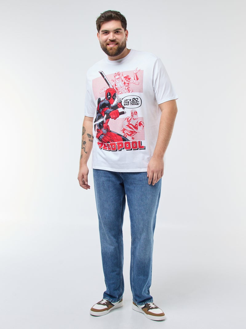 Effen T-shirt met Marvel/Deadpool-print Wit - Kiabi