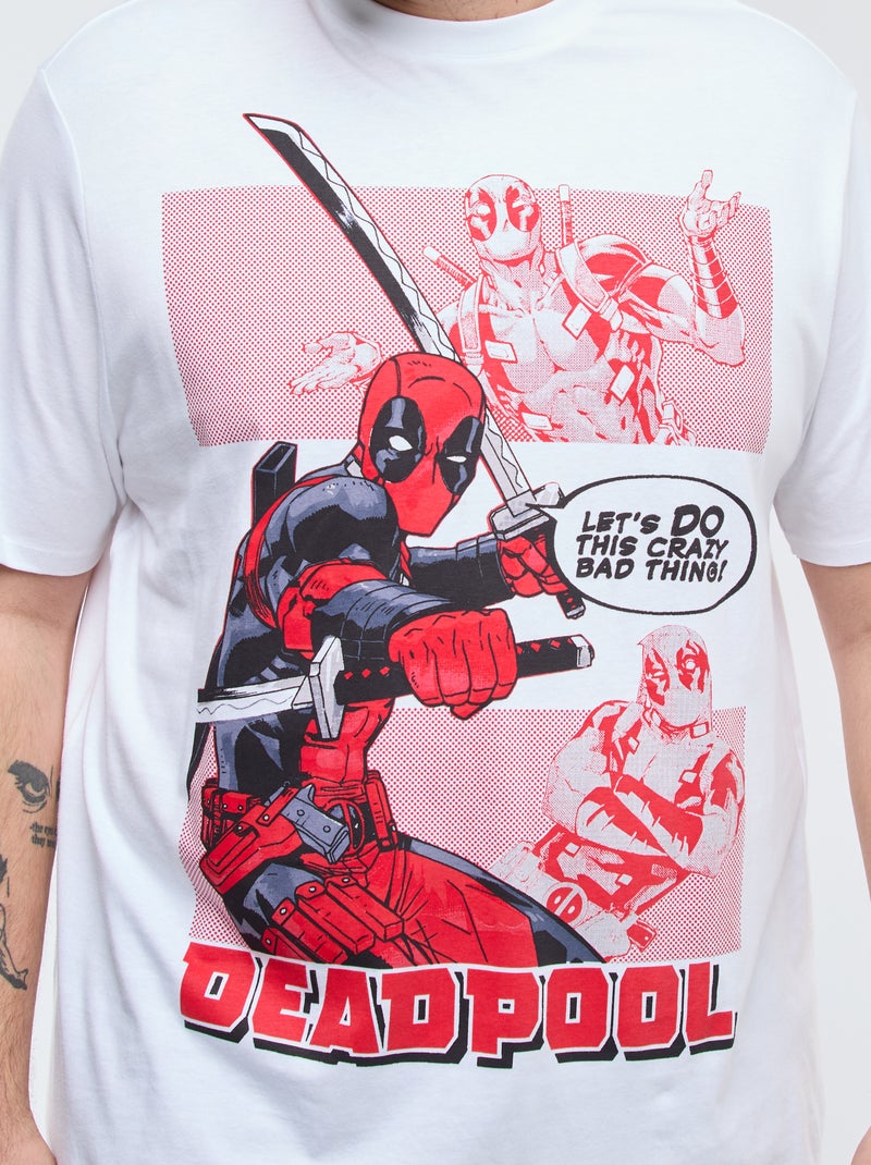 Effen T-shirt met Marvel/Deadpool-print Wit - Kiabi