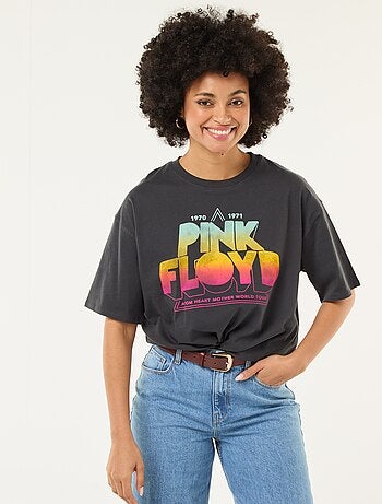 Effen T-shirt met Pink Floyd-print