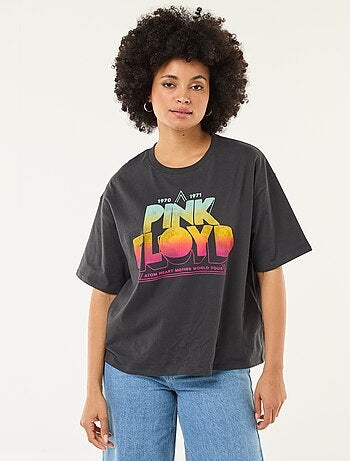 Effen T-shirt met Pink Floyd-print