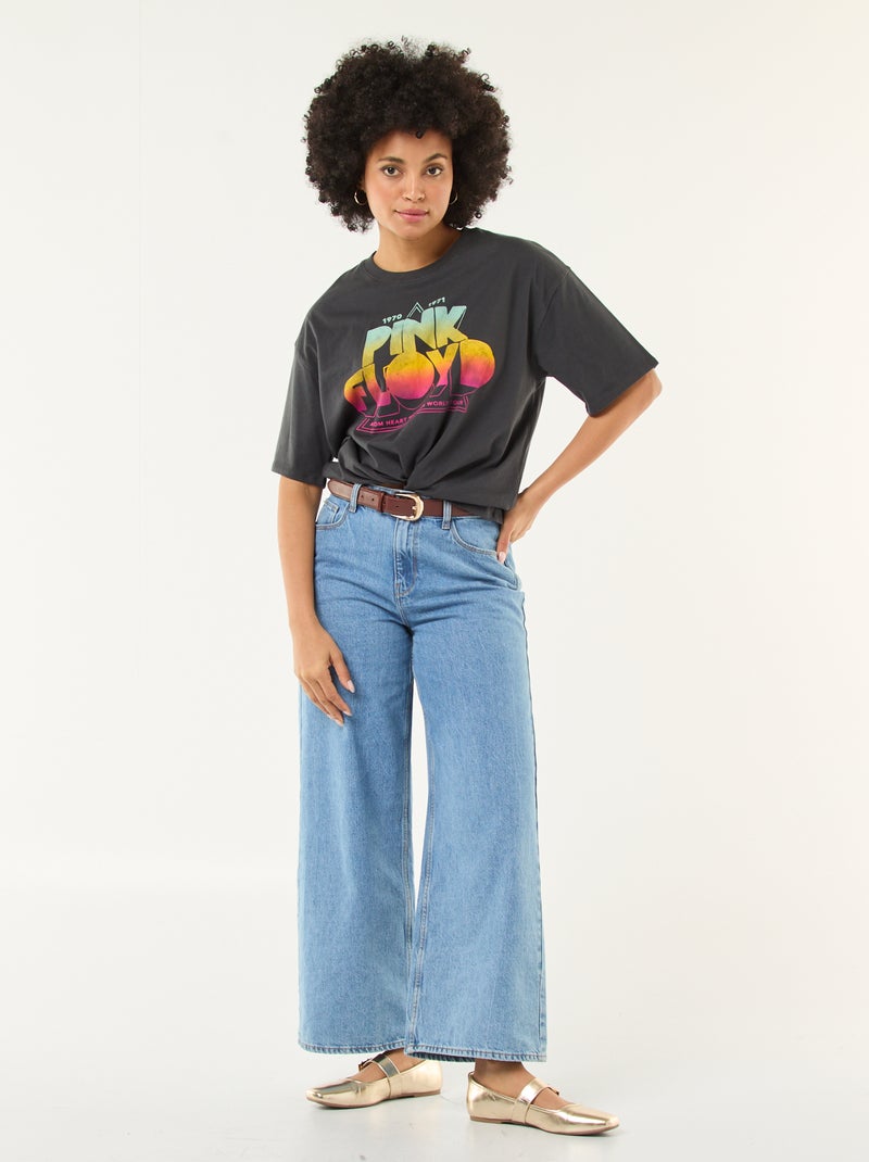 Effen T-shirt met Pink Floyd-print Zwart - Kiabi