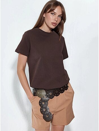 Effen t-shirt met ronde hals busem