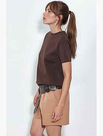 Effen t-shirt met ronde hals busem