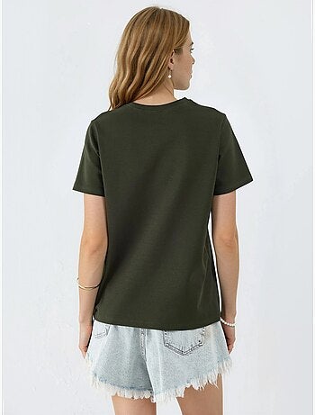 Effen t-shirt met ronde hals busem