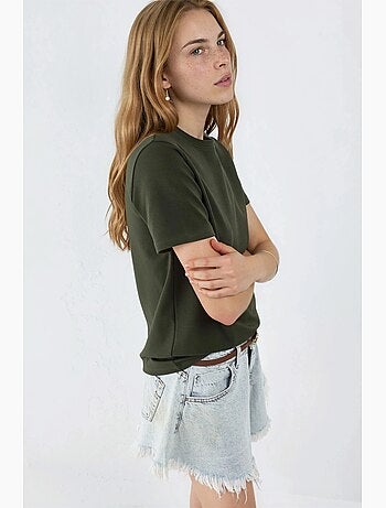 Effen t-shirt met ronde hals busem