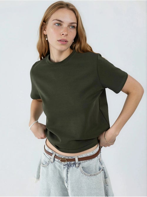 Effen t-shirt met ronde hals busem - Kiabi