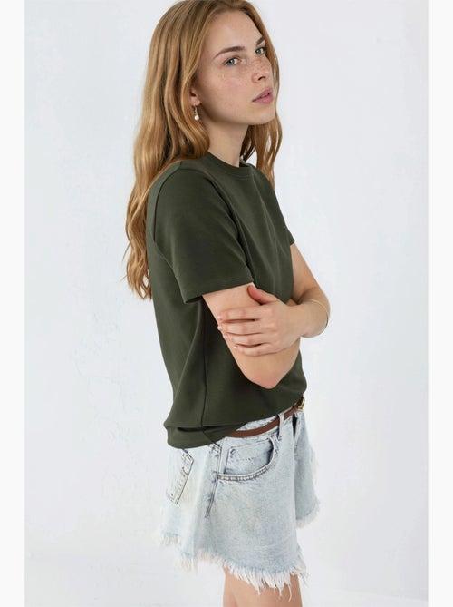 Effen t-shirt met ronde hals busem - Kiabi