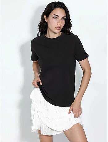 Effen t-shirt met ronde hals busem