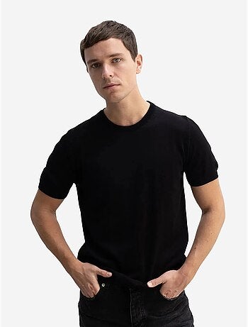Effen t-shirt met ronde hals en ribboord giesto